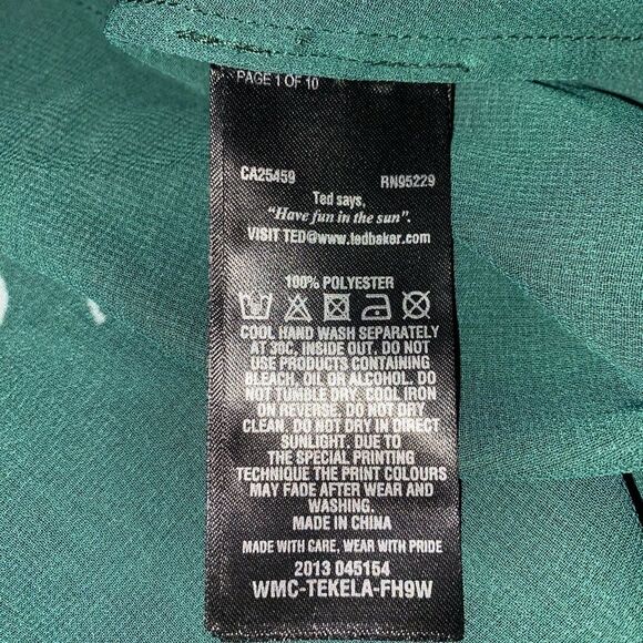 Ted Baker Green Floral Plunge Knot Twist Front Cover Up Beach Pool Dress Medium - Picture 6 of 6